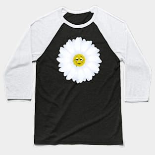 White Smiley Flower Baseball T-Shirt